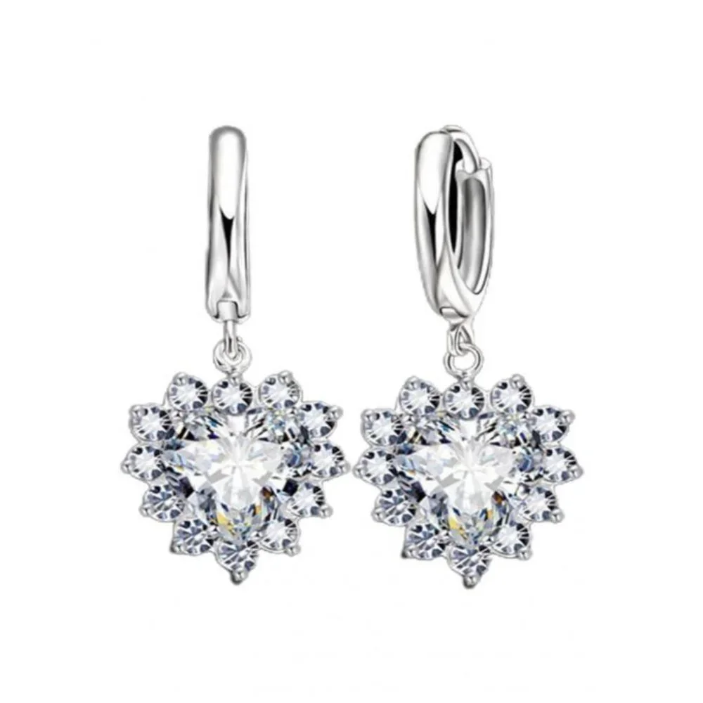❤️ NEW ❤️ Woman 925 Sterling Silver Earrings And Necklace Set Bundle Heart - Picture 4 of 4